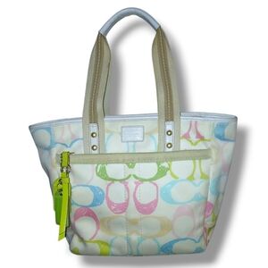 Pre-loved Vintage Coach Hampton Pastel Scribble Monogram Tote